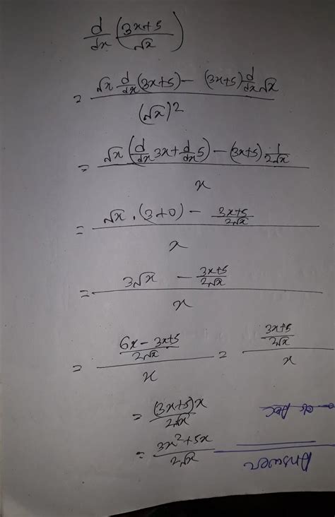 solve derivative by first principle 3x+5/√x. - Brainly.in