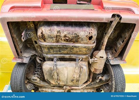 Car with Rusty, Damaged, Corroded Undercarriage at Workshop for Stock ...