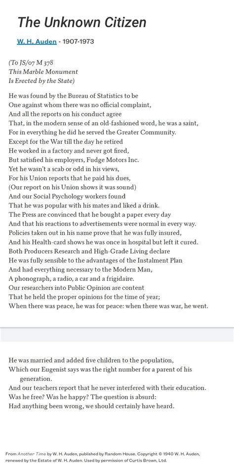 The Unknown Citizen by W.H. Auden