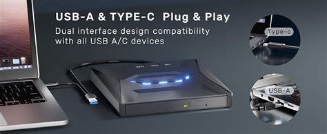 Alxum External CD/DVD Drive for Laptop, Type-C USB 3.0 Portable Player ...