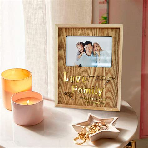 ARCHIES Wooden LED Back Lit Family Photo Frame for Wall Display with AA ...