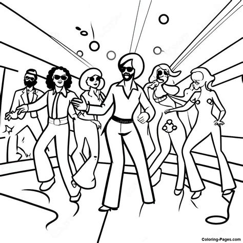 Colorful 70's Disco Dance Scene Coloring Page | Coloring-Pages.com