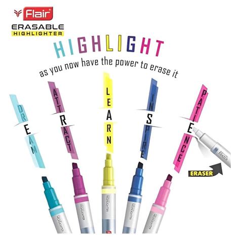 Flair Erasable Highlighters Pack Of 5 - SCOOBOO - Flair