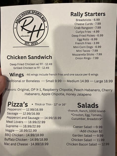 Rally House Sports Bar, Chippewa Falls - Menu, Reviews (93), Photos (29 ...