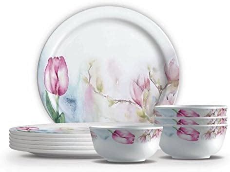 MILTON Melamine Floral Dinnerware Set 18-Pieces, Multicolour : Amazon ...