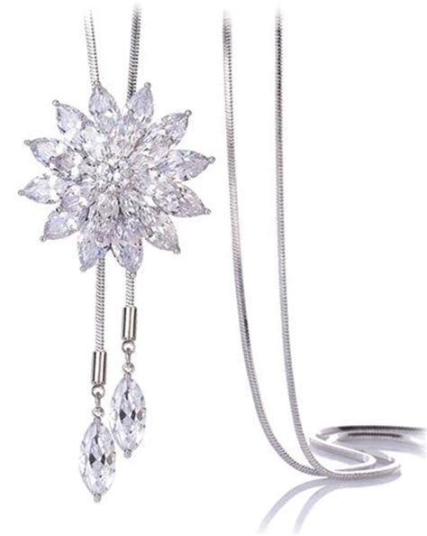 Shining Diva Fashion Jewellery Crystal Flower Long Chain Stylish ...