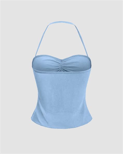 Sweetheart Neck Tiered Halter Top in Dusty Blue – Littlebox India