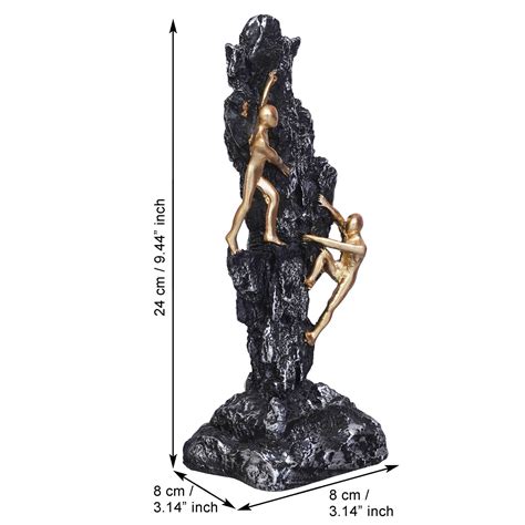 2 Men Climbing on Rock Mountain Climbers Human Figurine Showpiece ...