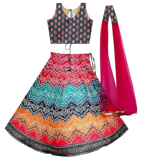 Buy PURVOSH Kid's Lehenga Choli Woven Digital Printed Fully Stitched ...