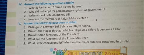 IV. Answer the following questions briefly. What is Parliament? Name its..