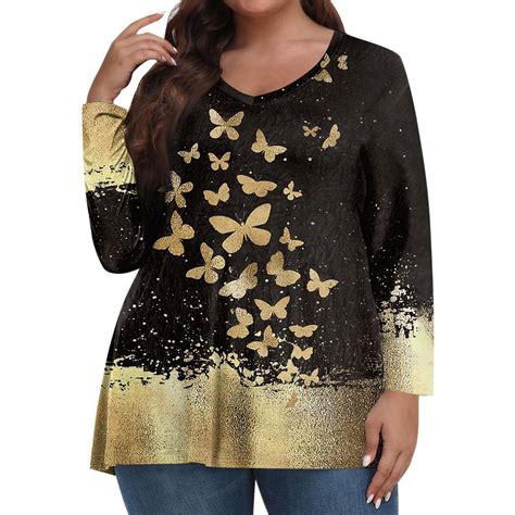 ASDFVBKG Plus Size Tshirts for Women Summer Plus Size Tunics V Neck ...