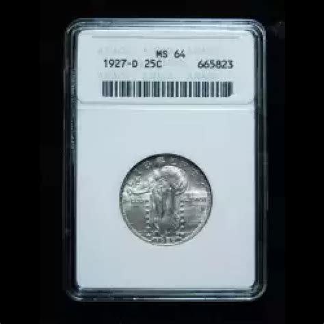 1927-D Quarter Dollars Standing Liberty Quarter ANACS MS-64 - Copper ...