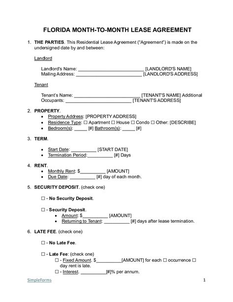 Free Florida Lease Agreement Templates for Easy Downloads
