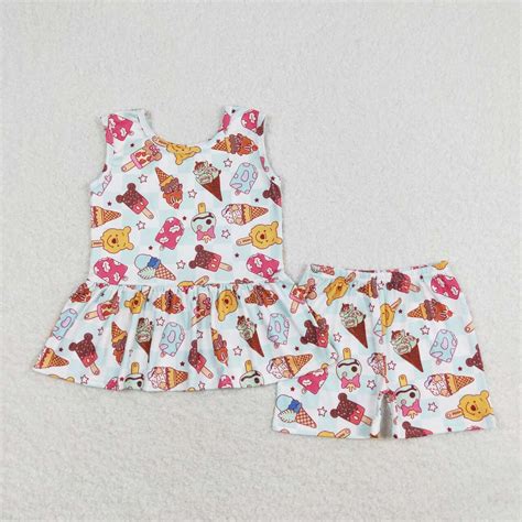 GSSO1278 RTS baby girl clothes ice cream toddler girl summer outfit ...