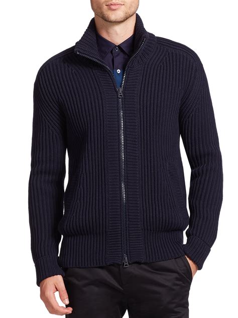 Mens Wool Sweater Zipper Cardigan