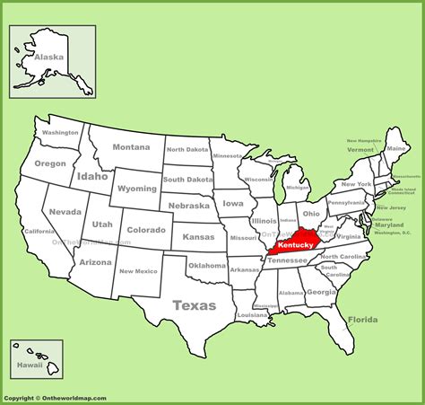 Kentucky location on the U.S. Map