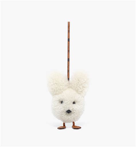 One Size Rabbit Charm in Lamb Fur and Visetos White | MCM ®GR