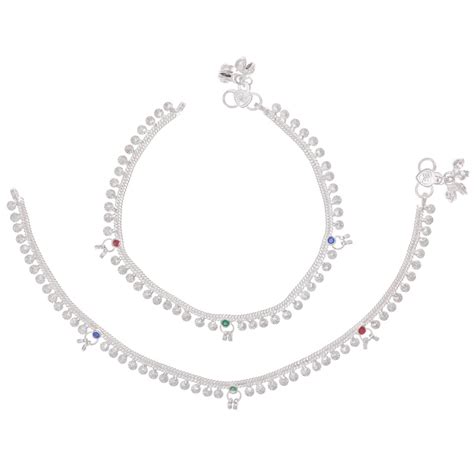 AanyaCentric Silver Plated Traditional Anklets Payal - Classic and ...