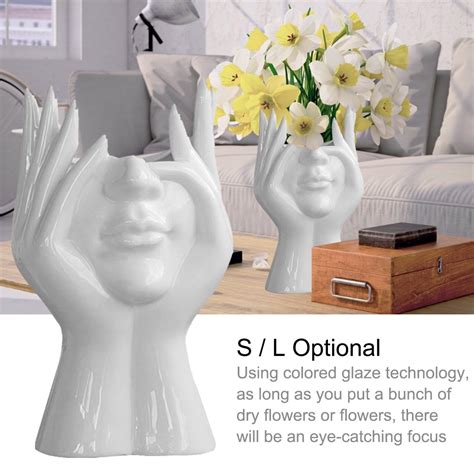 Buy Willstar Ceramic Vase Hand Hold Human Face Vase Abstract Face ...