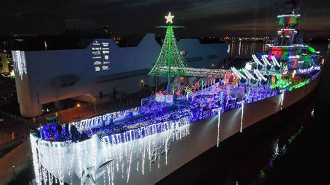 USS Wisconsin (BB-64) dressed up for the holidays 2023 ...