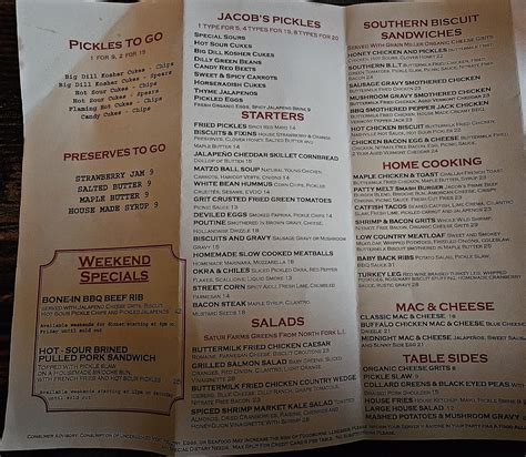 Jacobs Pickles Menu (New on the 2025)