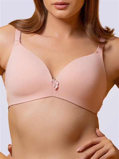 Buy Plunge Deep Neck Lightly Padded Non Wired Bra in Light Pink, BBF ...
