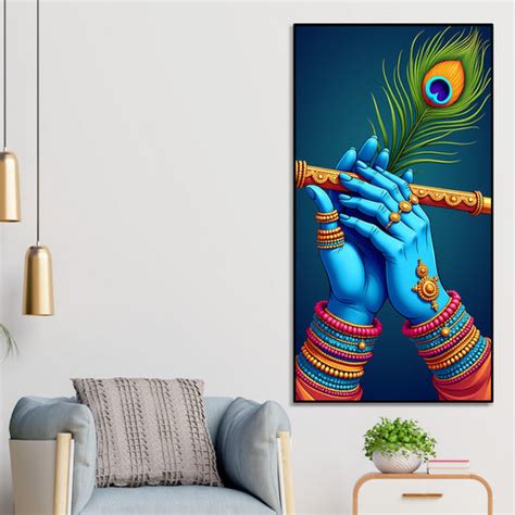 Divine Flute of Lord Krishna Premium Canvas Wall Painting – Vibecrafts
