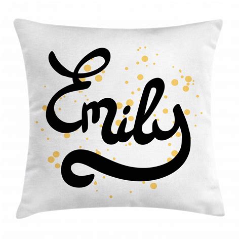 Emily Throw Pillow Cushion Cover, Hand Drawn Monochrome Cursive Font ...