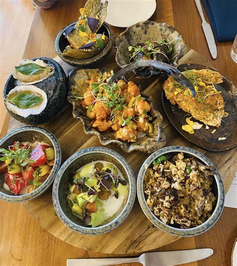 Spanish mackerel, oysters, tomato salad, melon salad, rice, and trout ...