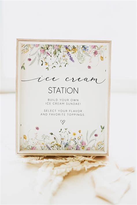 Wildflower Ice Cream Bar Sign Template, Floral Baby Shower Sign, Bridal ...