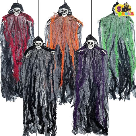 Dakota Fields 27.6” Halloween Decorations Outdoor Hanging Grim Reapers 5 Pack Halloween Hanging ...