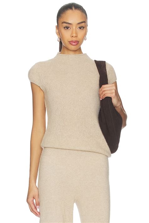 W. Cashmere Brigitte Mock Neck Short Sleeve in Jute | REVOLVE