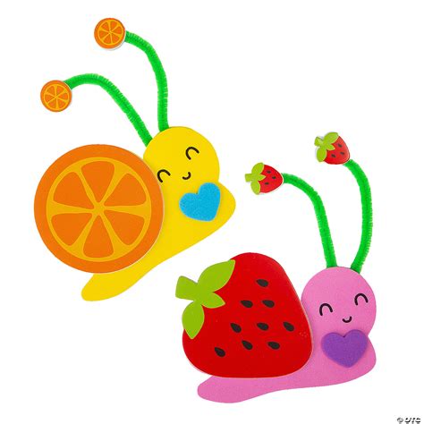 4" x 4 1/2" Strawberry & Orange Happy Snail Magnet Craft Kit - Makes 12