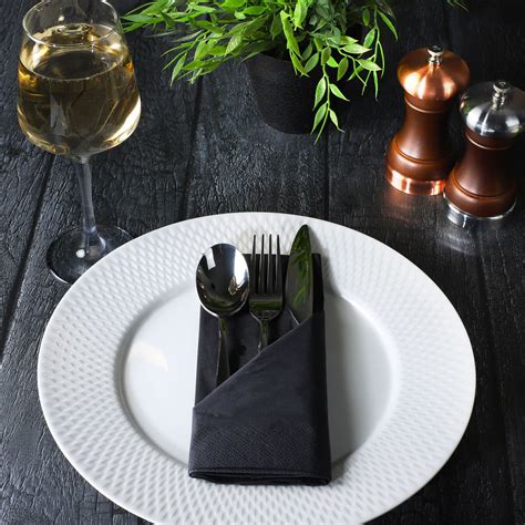 3ply 4 Fold Black Napkins at Drinkstuff