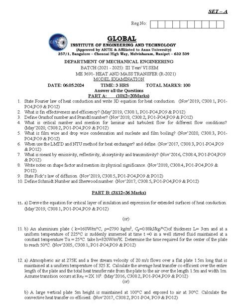 HMT Model - SET – A Reg: DEPARTMENT OF MECHANICAL ENGINEERING BATCH ...