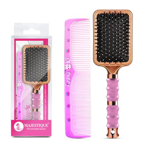 Buy Majestique Paddle Hair Brush With Tooth Comb (Set of 2) Online