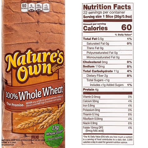 Nature's Own 100% Whole Wheat Bread Loaf - 20 oz - Freshly Baked and ...