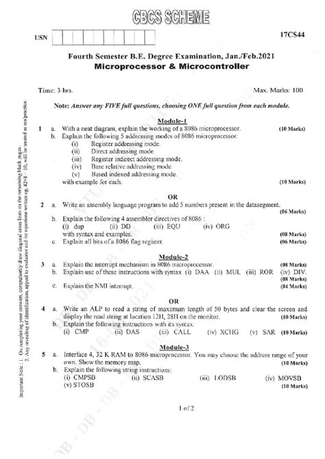 CS 4 Sem Microprocessor & Microcontroller Exam Notes 17CS44 Feb 2021 ...