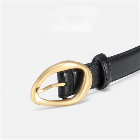 Irregular Oval Shaped Gold Buckle Black Belts JLTHB0240