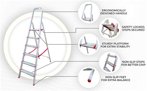 Durable Aluminium Construction: The iBELL JY006 6-step ladder is ...