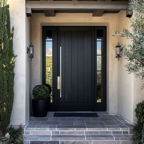 There are accent black exterior doors which brings beauty to the porch ...