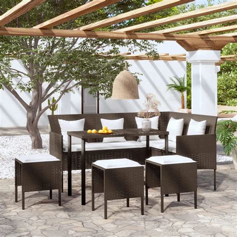 DEVOKO 6-Piece Outdoor Patio Furniture Set All-Weather Wicker Sectional ...