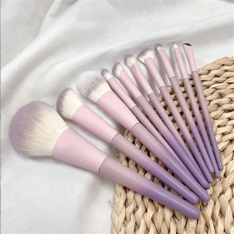 10pcs/Set Lavender Purple Makeup Brush Set, Artificial Synthetic ...