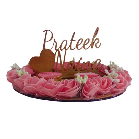 LOOPS N KNOTS Golden Wedding Customised Ring Platter with 2 Ring ...