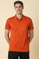 Buy Men Orange Printed Polo Neck T-shirt Online - 898064 | Allen Solly