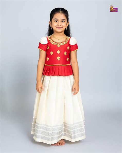 Pattu Pavadai Red Half White | Traditional Festival Wear – Prince N ...