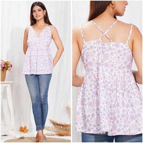 Nityaa F 01 Cotton V Neck Western Spaghetti Tops Collection
