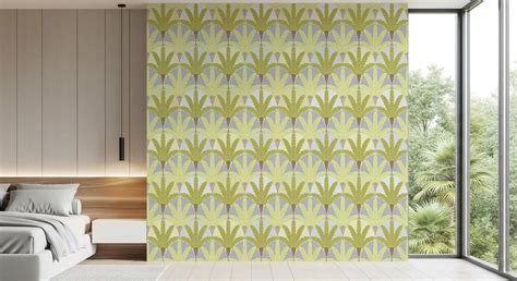 Verdant Fan Pattern Wallpaper – Green Botanical Style