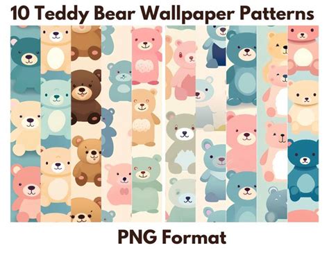 Buy 10 Teddy Bear Wallpaper Patterns - PNG Format Online in India - Etsy