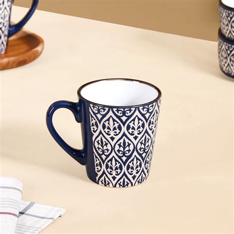 Baroque Tea Cup Set Of 6 Navy Blue 250ml Online - Premium Tea Cup ...